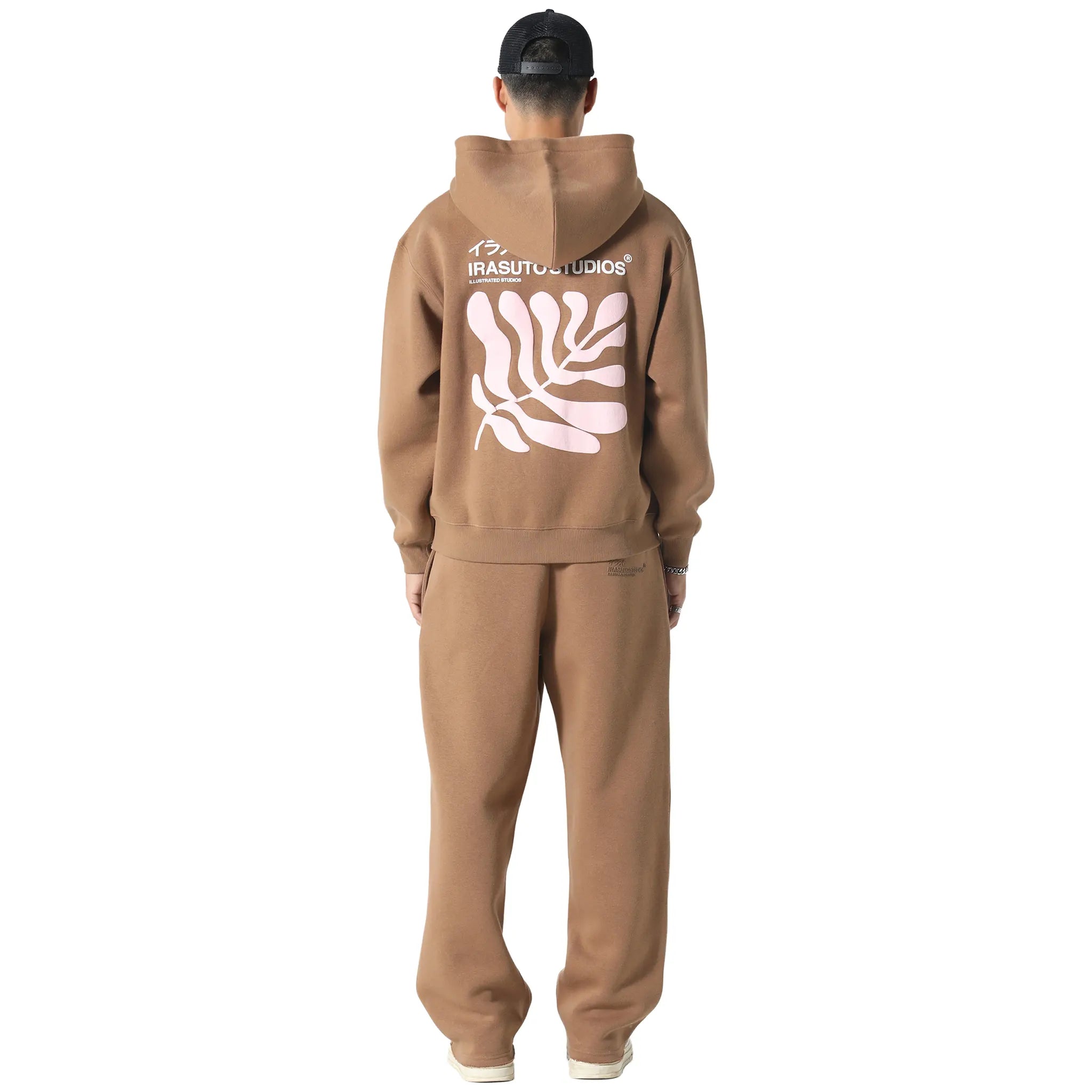 Back View of Irasuto Studios Sumi Flow Tobacco Zip-Up Hoodie 5060615214419